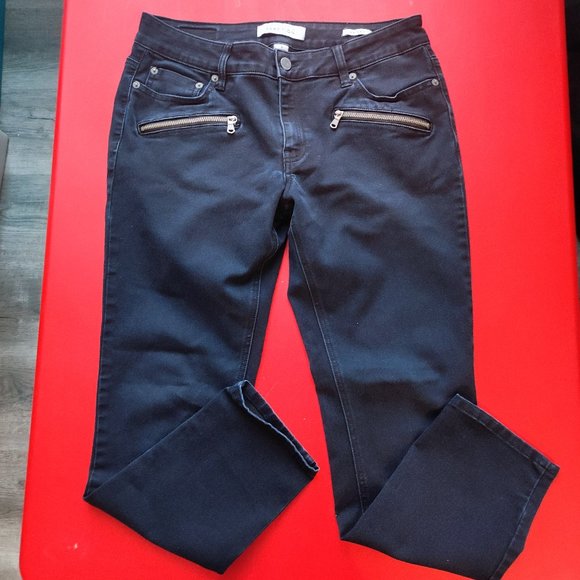 Kenneth Cole Reflection skinny jeans black with zipper design women's size 10 - Picture 1 of 9